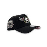 Black Los Angeles Dodgers Butterfly Logo Curved Brim Pink Bottom 50th Anniversary Side Patch New Era 9Forty Snapback