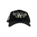 Black Los Angeles Dodgers Butterfly Logo Curved Brim Pink Bottom 50th Anniversary Side Patch New Era 9Forty Snapback