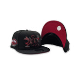 Black Los Angeles Dodgers Flower Logo Red Bottom Dodger Stadium 50th Anniversary Side Patch New Era 9Fifty Snapback