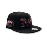 Black Los Angeles Dodgers Flower Logo Red Bottom Dodger Stadium 50th Anniversary Side Patch New Era 9Fifty Snapback
