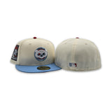 Off White Chicago Cubs Sky Blue Visor Red Bottom Be Alert Foul Balls Side Patch New Era Fitted