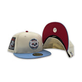 Off White Chicago Cubs Sky Blue Visor Red Bottom Be Alert Foul Balls Side Patch New Era Fitted