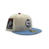 Off White Chicago Cubs Sky Blue Visor Red Bottom Be Alert Foul Balls Side Patch New Era Fitted