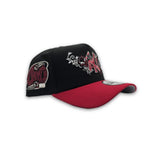 Black New York Yankees Butterfly Logo Red Curved Brim Gray Bottom 2000 Subway Series Side Patch New Era 9Forty Snapback