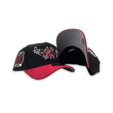 Black New York Yankees Butterfly Logo Red Curved Brim Gray Bottom 2000 Subway Series Side Patch New Era 9Forty Snapback