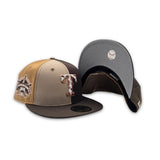 Pinwheel Tan/Brown/Khaki Texas Rangers Cow Print Logo Brown Visor Gray Bottom 1995 All Star Game Side Patch New Era 59Fifty Fitted
