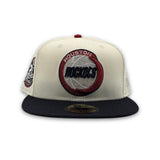 Off White Houston Rockets Navy Blue Visor Gray Bottom 2x Finals Champions New Era 59Fifty Fitted