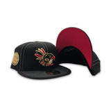 Black Mexico Aztec Headdress Red Bottom Aztec Side Patch New Era 59Fifty Fitted