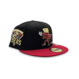 Black San Francisco 49ers Red Visor Gray Bottom Team Helmet Side Patch New Era 59Fifty Fitted