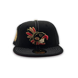 Black Mexico Aztec Headdress Red Bottom Aztec Side Patch New Era 59Fifty Fitted