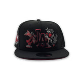 Black Los Angeles Dodgers Flower Logo Red Bottom Dodger Stadium 50th Anniversary Side Patch New Era 9Fifty Snapback