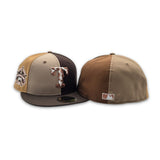 Pinwheel Tan/Brown/Khaki Texas Rangers Cow Print Logo Brown Visor Gray Bottom 1995 All Star Game Side Patch New Era 59Fifty Fitted