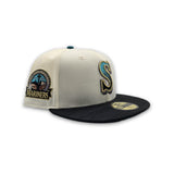 Off White Seattle Mariners Tonal Black Camo Visor Green Bottom 30th Anniversary Side Patch New Era 59Fifty Fitted