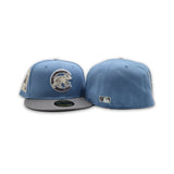 Sky Blue Chicago Cubs Storm Gray Visor Gray Bottom Be Alert Foul Balls Side Patch New Era 59Fifty Fitted