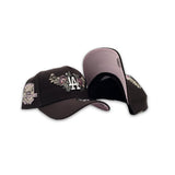 Brown Los Angeles Dodgers Butterfly Logo Curved Brim Pink Bottom 50th Anniversary Side Patch New Era 9Forty Snapback