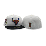 Matching White Chicago Bulls Black Visor Gray Bottom 1996 NBA Champions Side Patch New Era 59Fifty Fitted For For Miro 7