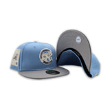 Sky Blue Chicago Cubs Storm Gray Visor Gray Bottom Be Alert Foul Balls Side Patch New Era 59Fifty Fitted