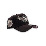 Brown Los Angeles Dodgers Butterfly Logo Curved Brim Pink Bottom 50th Anniversary Side Patch New Era 9Forty Snapback