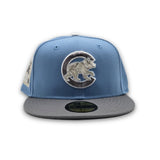 Sky Blue Chicago Cubs Storm Gray Visor Gray Bottom Be Alert Foul Balls Side Patch New Era 59Fifty Fitted