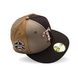 Pinwheel Tan/Brown/Khaki Texas Rangers Cow Print Logo Brown Visor Gray Bottom 1995 All Star Game Side Patch New Era 59Fifty Fitted