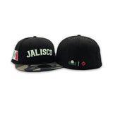 Black Charros de Jalisco Woodland Camo Visor Green Bottom Mexico Flag Side Patch New Era 59Fifty Fitted