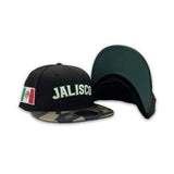 Black Charros de Jalisco Woodland Camo Visor Green Bottom Mexico Flag Side Patch New Era 59Fifty Fitted