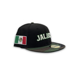 Black Charros de Jalisco Woodland Camo Visor Green Bottom Mexico Flag Side Patch New Era 59Fifty Fitted