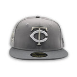 Gray Minnesota Twins Storm Gray Visor Gray Bottom HHH Metrodome Side Patch Halloween Pack New Era 59Fifty Fitted