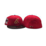 Red Cleveland Indians Brown Visor Gray Bottom Inaugural Season 1994 Jacobs Field Side Patch 59fifty Fitted