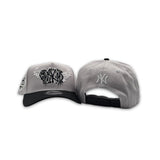 Gray New York Yankees Butterfly Logo Black Curved Brim Gray Bottom 2003 World Series Side Patch New Era 9Forty Snapback