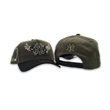 Olive Green New York Yankees Butterfly Logo Black Curved Brim Gray Bottom 2000 Subway Series Side Patch New Era 9Forty Snapback