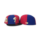 Red / Royal Blue Pinwheel Philadelphia Phillies Black Visor Icy Blue Bottom 1996 All Star Game Side Patch New Era 59Fifty Fitted