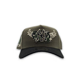 Olive Green New York Yankees Butterfly Logo Black Curved Brim Gray Bottom 2000 Subway Series Side Patch New Era 9Forty Snapback
