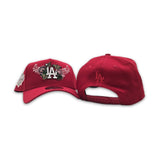 Red Los Angeles Dodgers Butterfly Logo Curved Brim Gray Bottom 40th Anniversary Side Patch New Era 9Forty Snapback