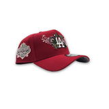 Red Los Angeles Dodgers Butterfly Logo Curved Brim Gray Bottom 40th Anniversary Side Patch New Era 9Forty Snapback