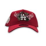 Red Los Angeles Dodgers Butterfly Logo Curved Brim Gray Bottom 40th Anniversary Side Patch New Era 9Forty Snapback
