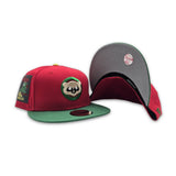 Red Chicago Cubs Kelly Green Visor Gray Bottom Be Alert Foul Balls Side Patch New Era 59Fifty Fitted