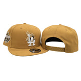 Panama Tan Los Angeles Dodgers Flame Logo Gray Bottom 40th Anniversary Side Patch New Era 9Fifty Snapback