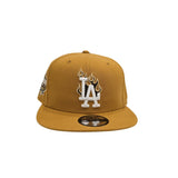 Panama Tan Los Angeles Dodgers Flame Logo Gray Bottom 40th Anniversary Side Patch New Era 9Fifty Snapback