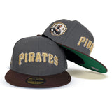 Dark Gray Pittsburgh Pirates Brown Visor Green Bottom Roberto Clemente #21 Side Patch New Era 59Fifty
