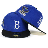 Royal Blue Corduroy Brooklyn Dodgers Black Visor Green Bottom Ebbets Field Side Patch New Era 59Fifty Fitted