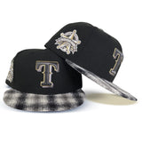 Black Texas Rangers Black/Gray Plaid Visor Gray Bottom 1995 All Star Game Side Patch New Era 59Fifty Fitted