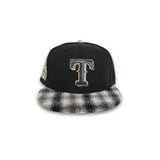 Black Texas Rangers Black/Gray Plaid Visor Gray Bottom 1995 All Star Game Side Patch New Era 59Fifty Fitted