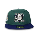 Emerald Green Anaheim Mighty Ducks Dark Royal Visor Gray Bottom 2014 Stadium Series Side Patch New Era 59Fifty Fitted