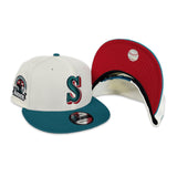 Off White Seattle Mariners Teal Visor 30th Anniversary Red Bottom New Era 9Fifty Snapback