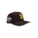 Brown San Diego Padres Curved Brim Gray Bottom 1998 World Series Side Patch New Era 9Fifty A-Frame Snapback