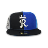 Pinwheel Royal/ Blue Fanatic/ Black/ Gray Kansas City Royals Black Visor Blue Fanatic Bottom Raised Royal Side Patch New Era 59Fifty Fitted