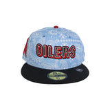 Sky Blue Paisley Houston Oilers Black Visor Gray Bottom Team Logo Side Patch New Era 59Fifty Fitted