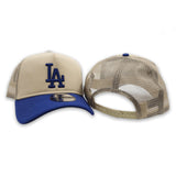 Vegas Gold Los Angeles Dodgers Blue Visor Gary bottom New Era A-Frame Trucker 9Forty Snapback