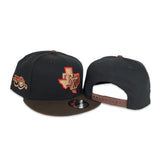Black Texas Rangers Brown Visor Red Bottom 50th Anniversary Side Patch New Era Snapback